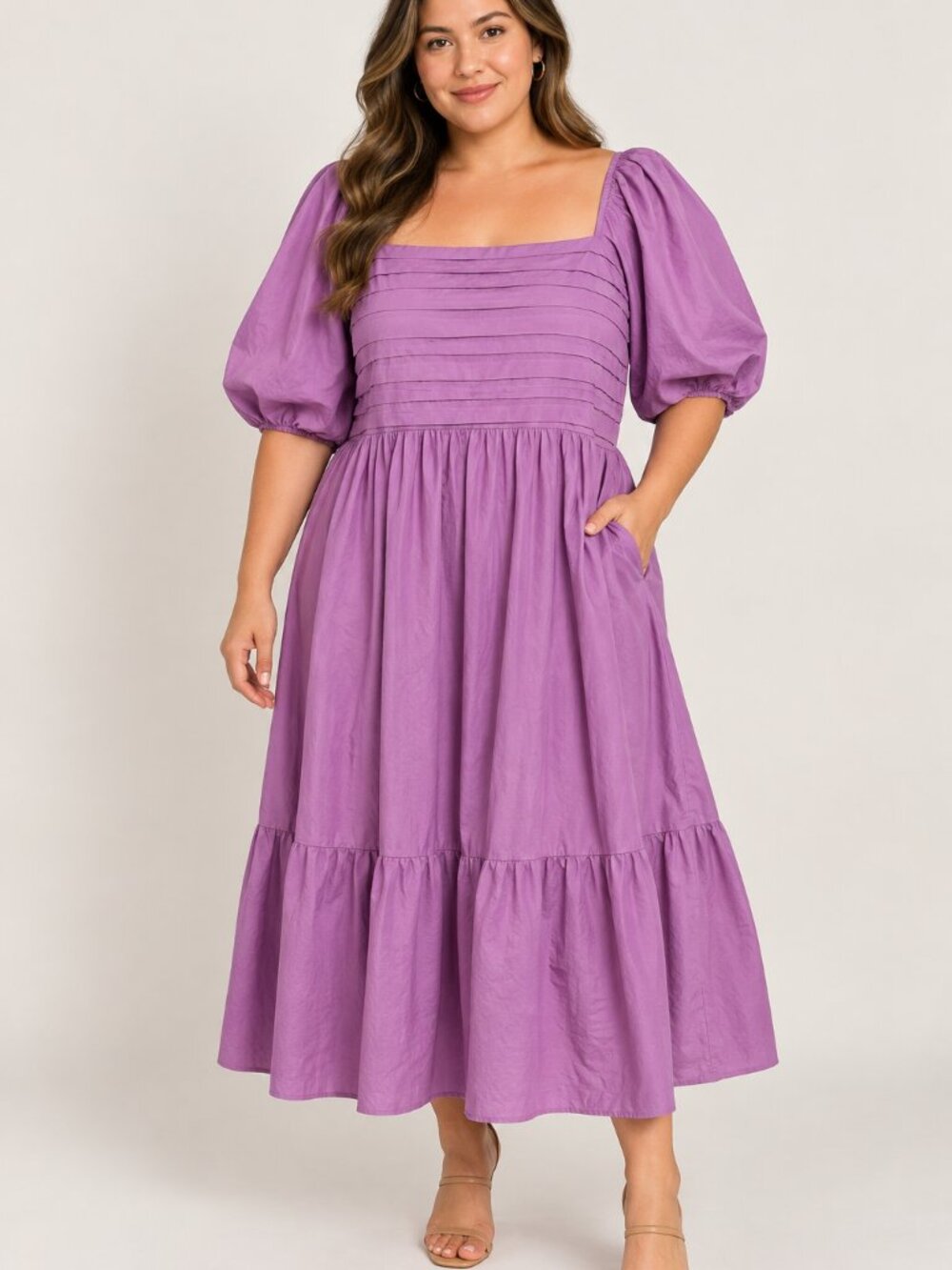 Abercrombie Emerson Poplin Puff Sleeve Maxi Dress XXL Purple
